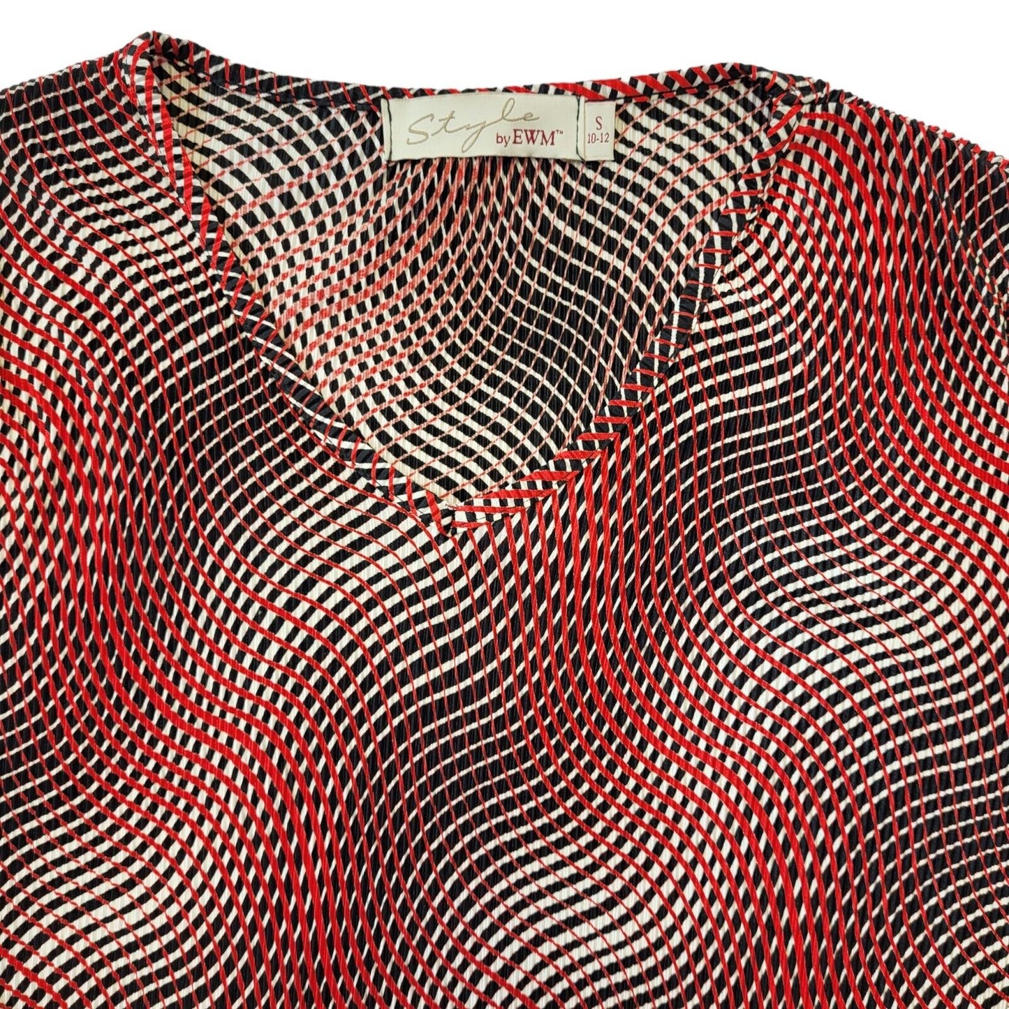 Style 90s Vintage Red Abstract Long Sleeve Top Women's Size S Eu 36