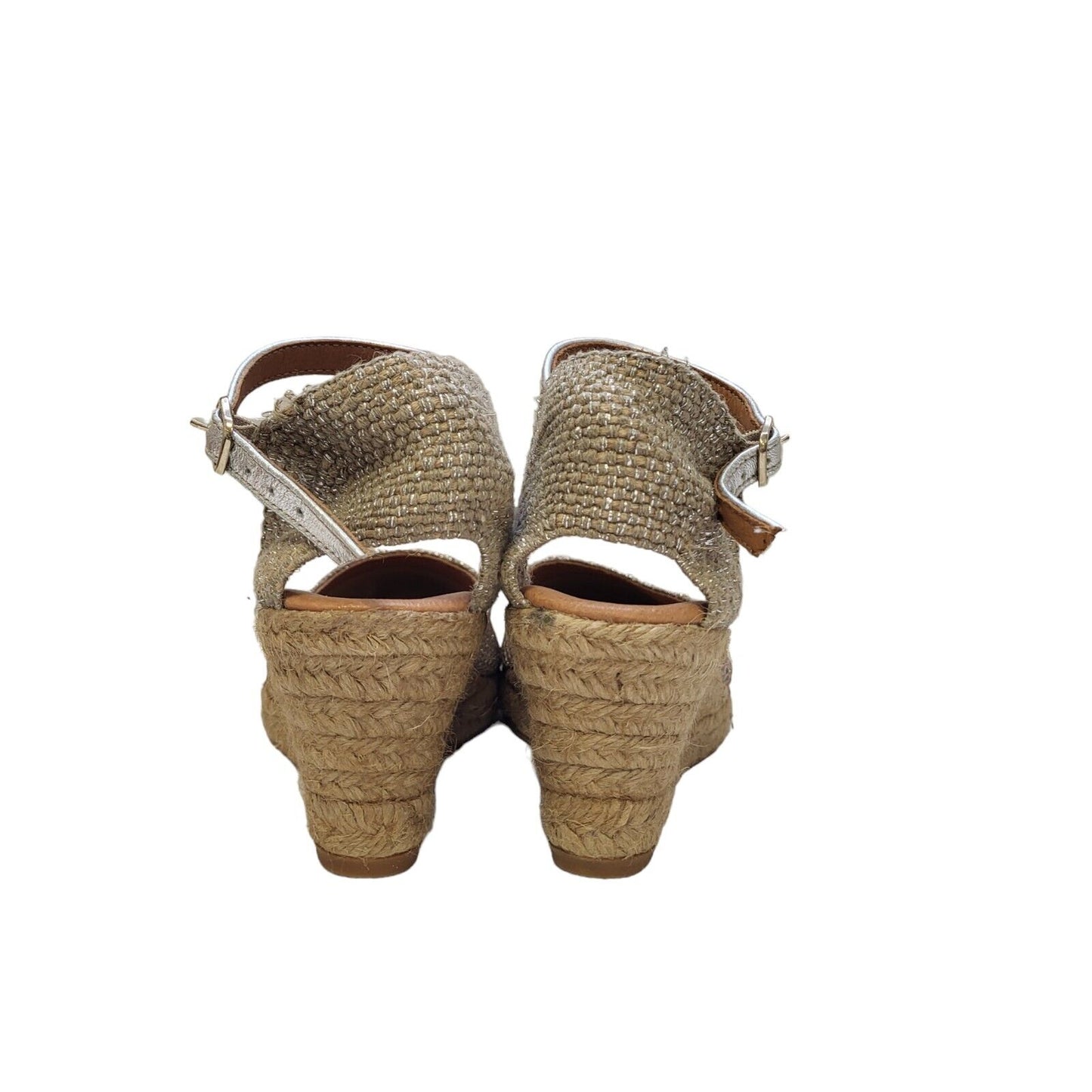 John Lewis Gold Vintage Buckle Wedge Shoes Uk Women's Size 4.5