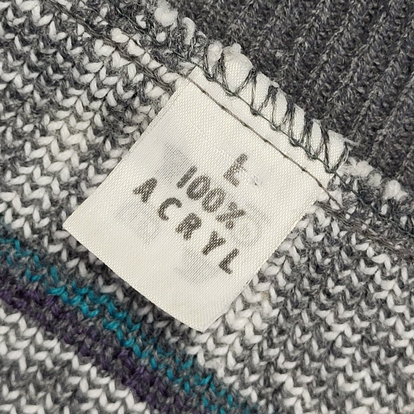 Vintage 80s Grey & White Geometric Collared Jumper Men's UK Large