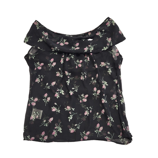 Laura Ashley Y2K sheer floral top with a cowl neck Women's Uk 14