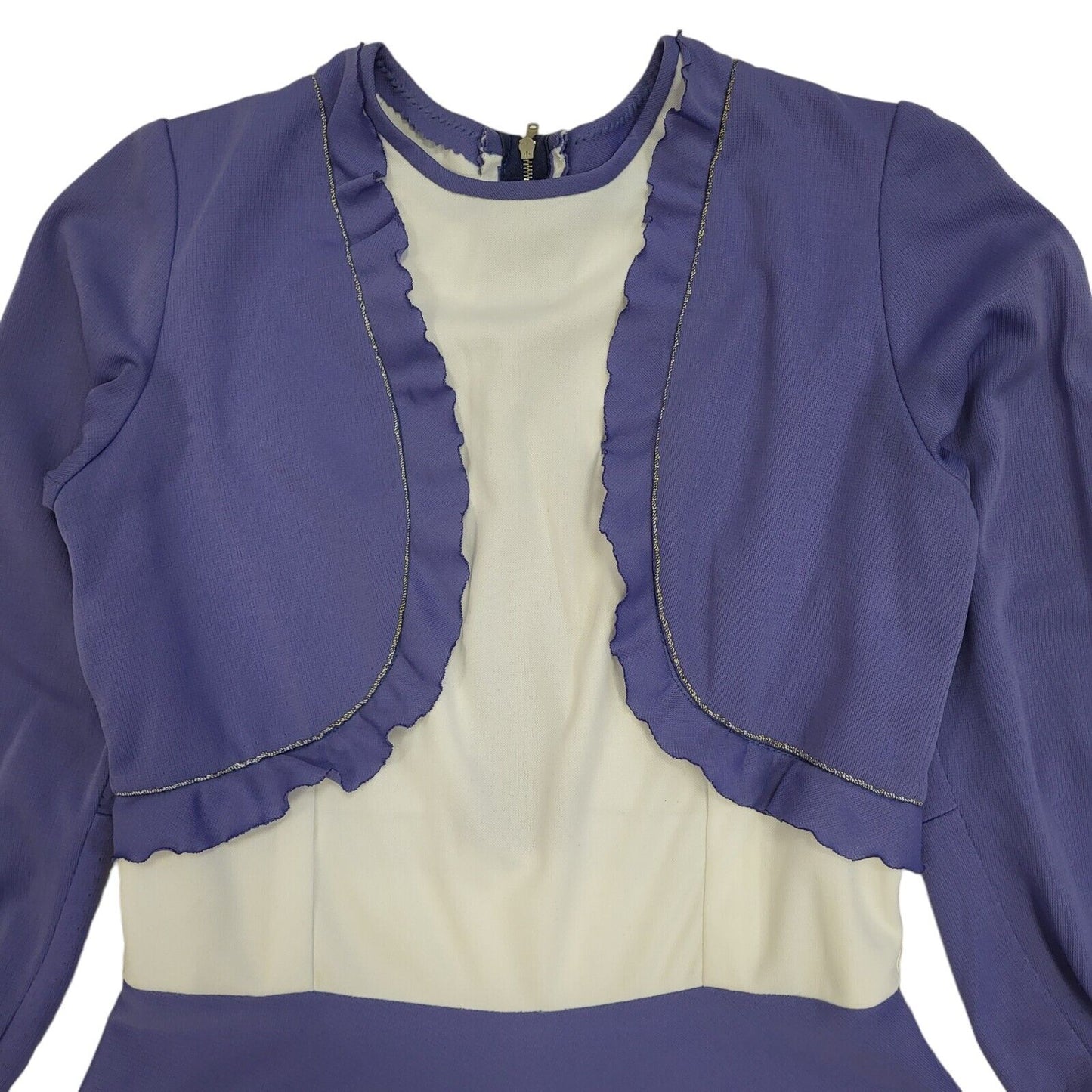 70s Vintage Purple Long Sleeved A-Line Daywear Dress Women's 8