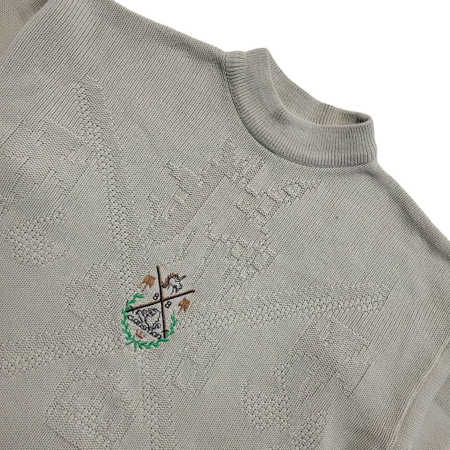 Selection Clansman Vintage 80s Grey Geometric Round Neck Jumper Men's UK L