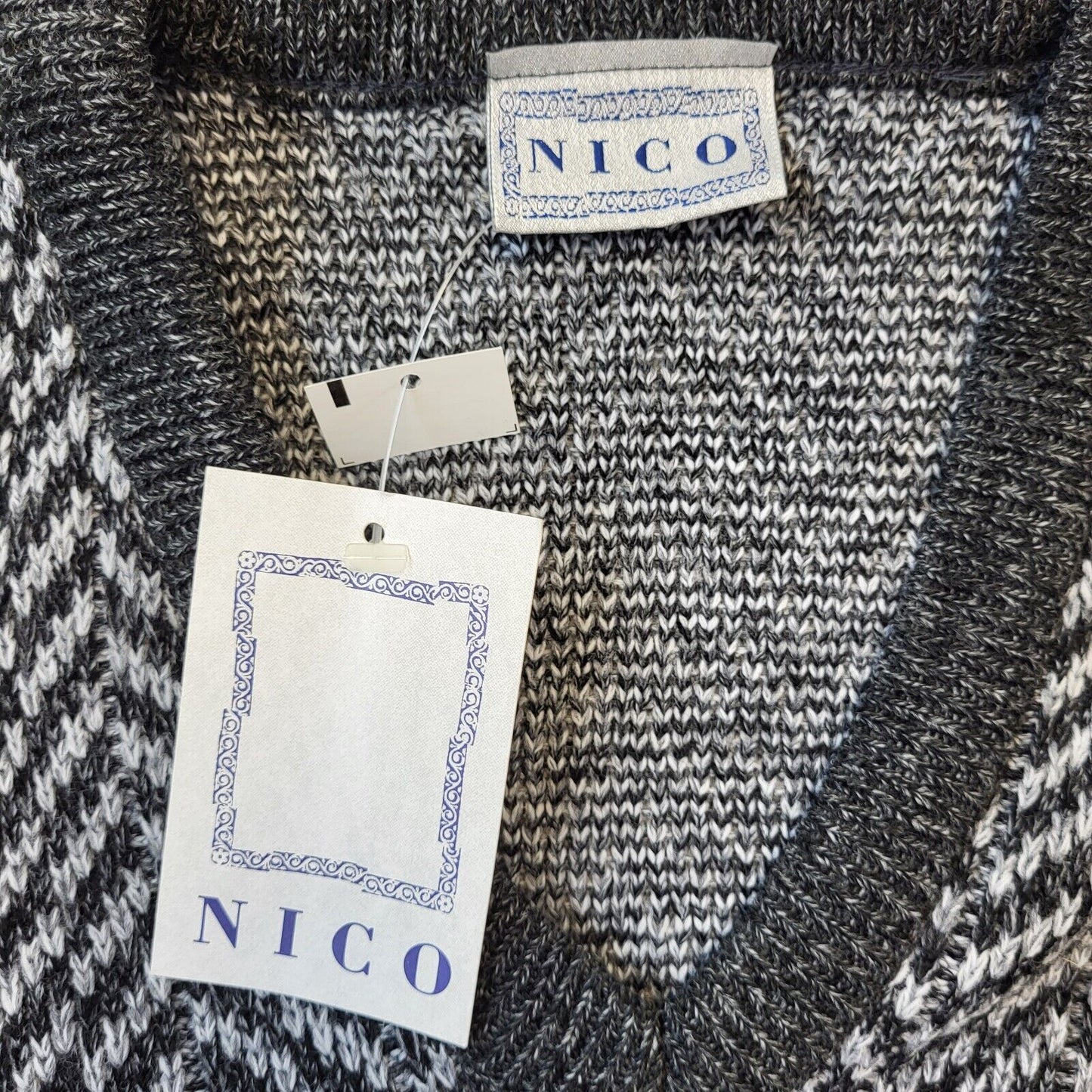 Nico 90s Vintage Grey Herringbone V-Neck Acrylic Men's Size L BNWT
