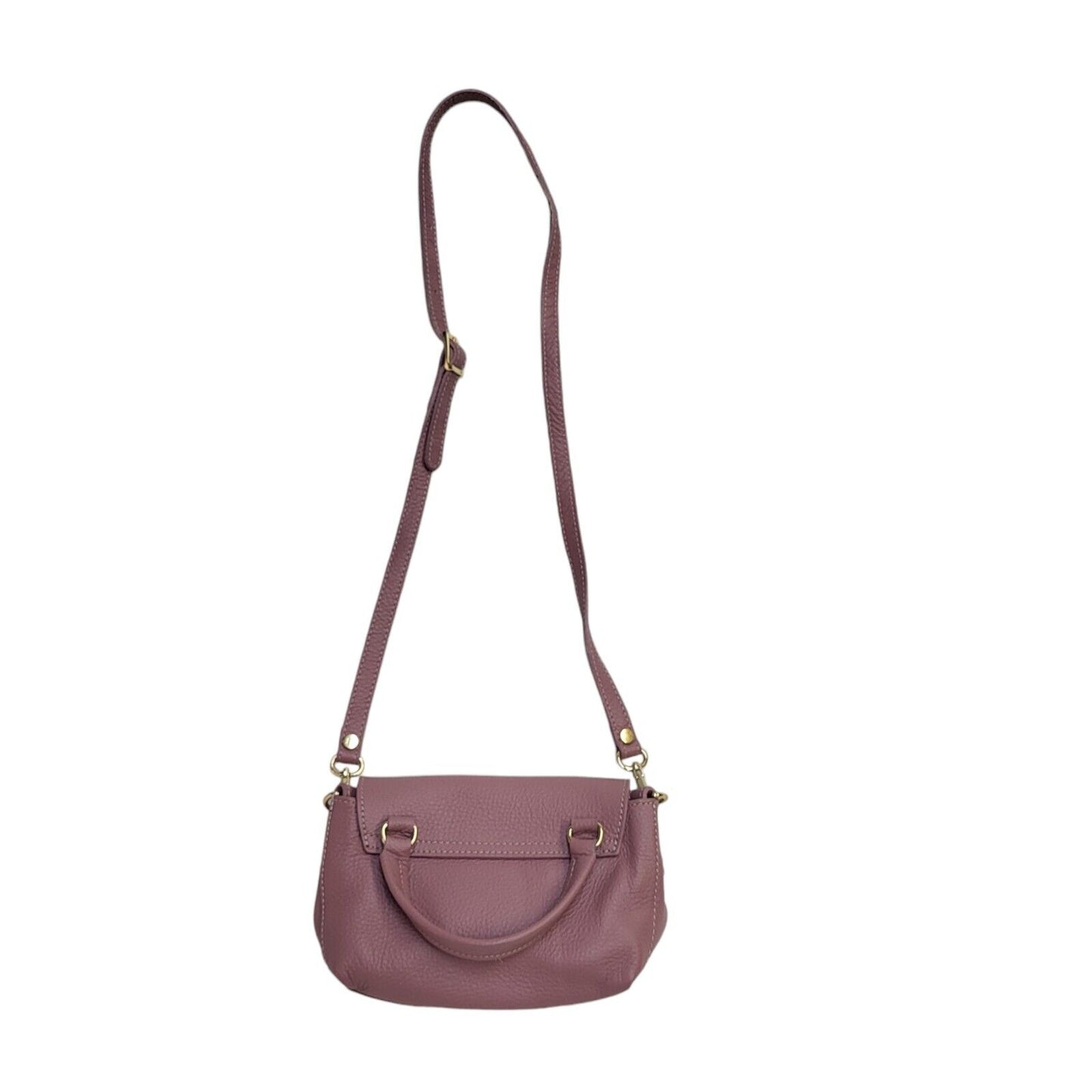 Vera Pelle Pink Leather Clasp Small Shoulder Bag Uk Women's Size 6" x 8"