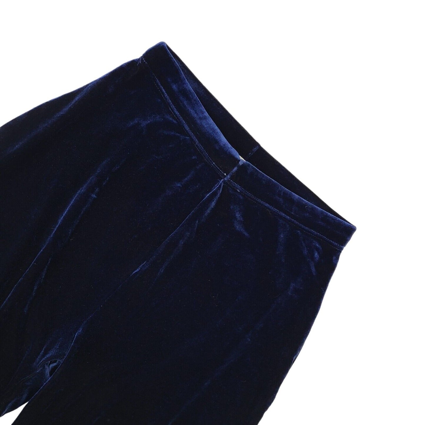 Essence Vintage 90's Dark Blue Straight Velvet Trousers Uk Women's 12 W30 L28