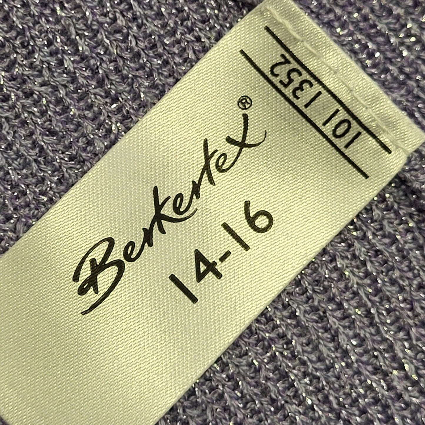 Berkertex Vintage 90's Purple Sparkly Beaded V-Neck Top Womens UK 14-16
