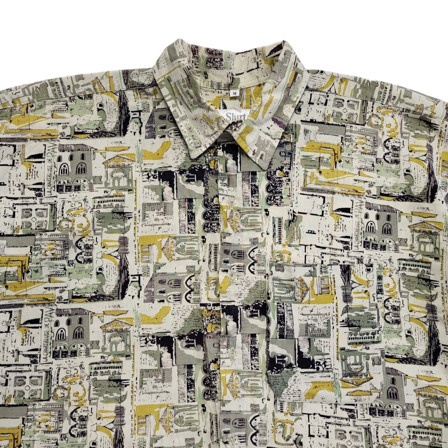 Shirts St P 90s Green Abstract Short Sleeve Retro Shirt Uk Men's Size Medium