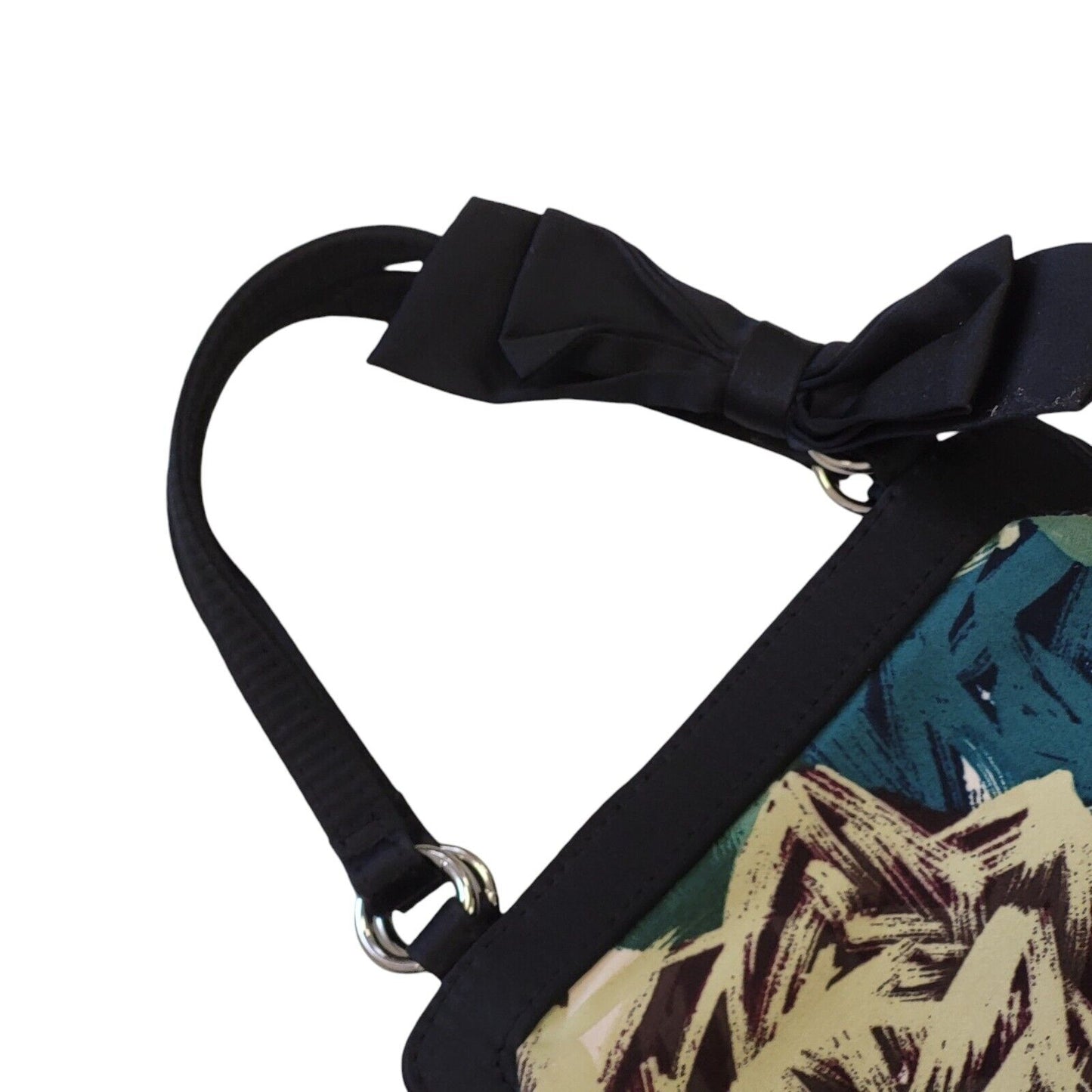 Coast Black Blue Floral Small Hand Bag Uk Women's 8" x 5.5"