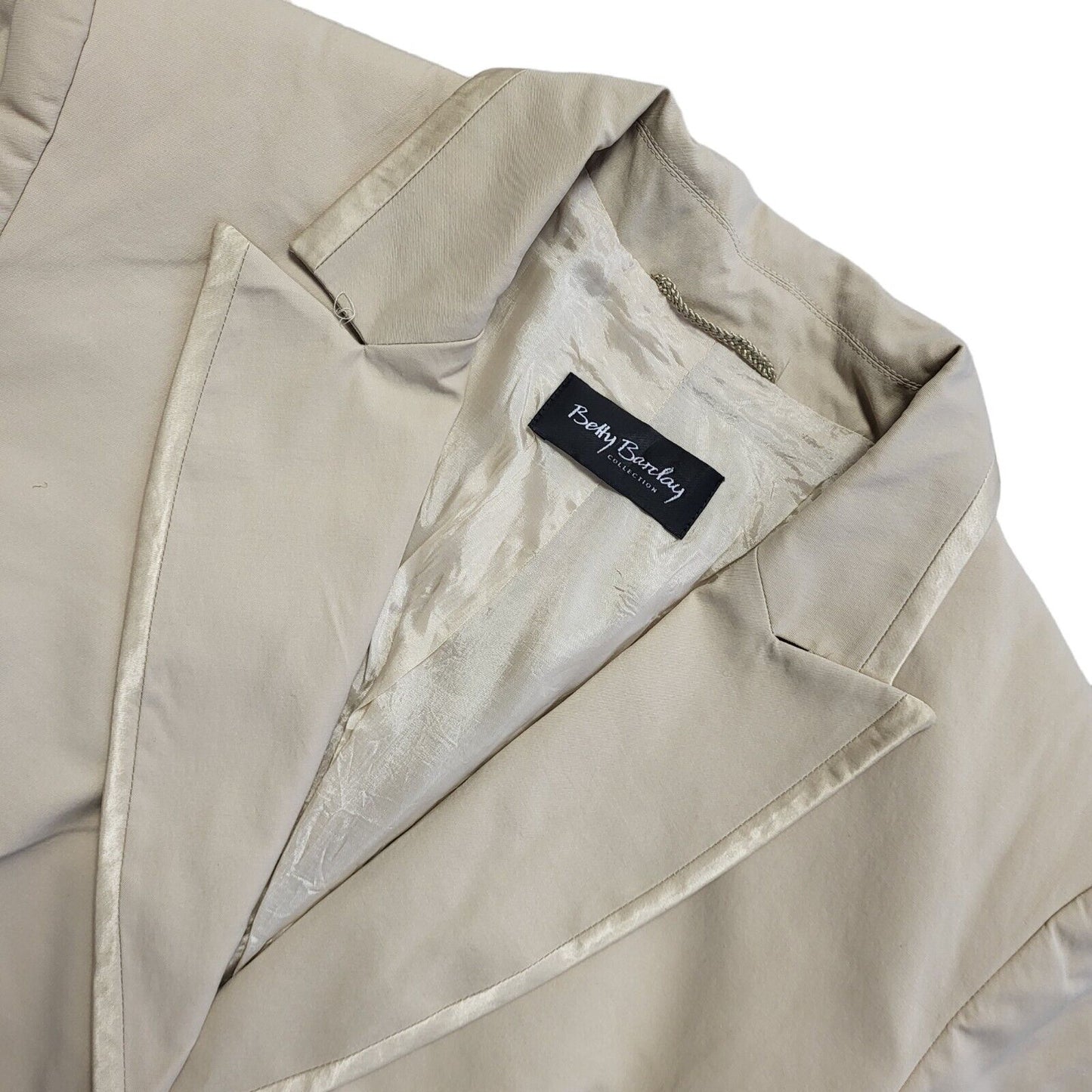 Betty Barclay Vintage 90s Beige Solid Blazer Jacket Womens Size 16
