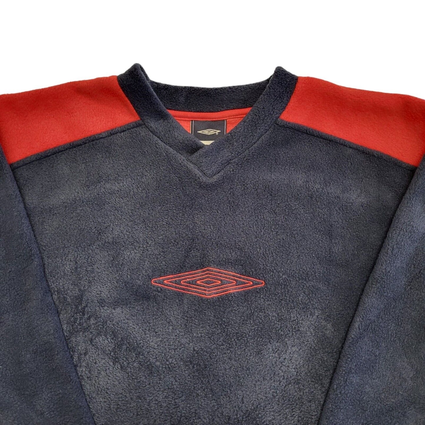 Umbro Y2K Vintage V-Neck Blue & Red Kids Fleece Size XL.