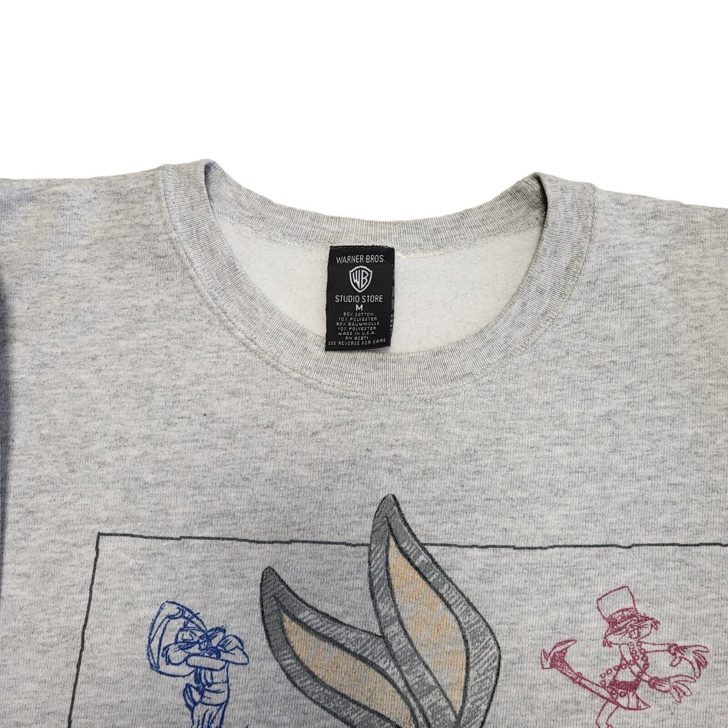Warner Bros Bugs Bunny Print 90s Vintage Grey Sweatshirt Women's Size M