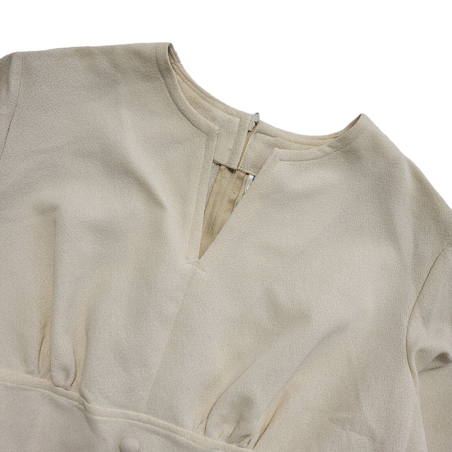 70s Vintage Devonshire Lady Cream Long Sleeved Fit t& Flare Dress Women's 16