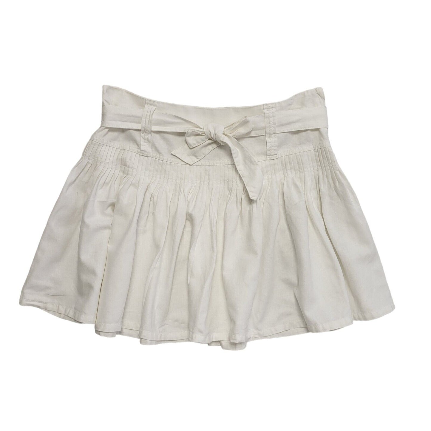 Next Vintage 90's White Belted Ruffle Skirt Womens UK Size 14 W32
