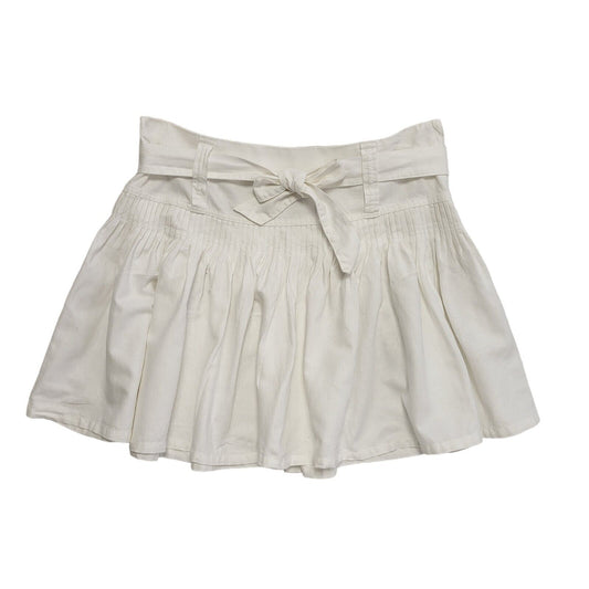 Next Vintage 90's White Belted Ruffle Skirt Womens UK Size 14 W32