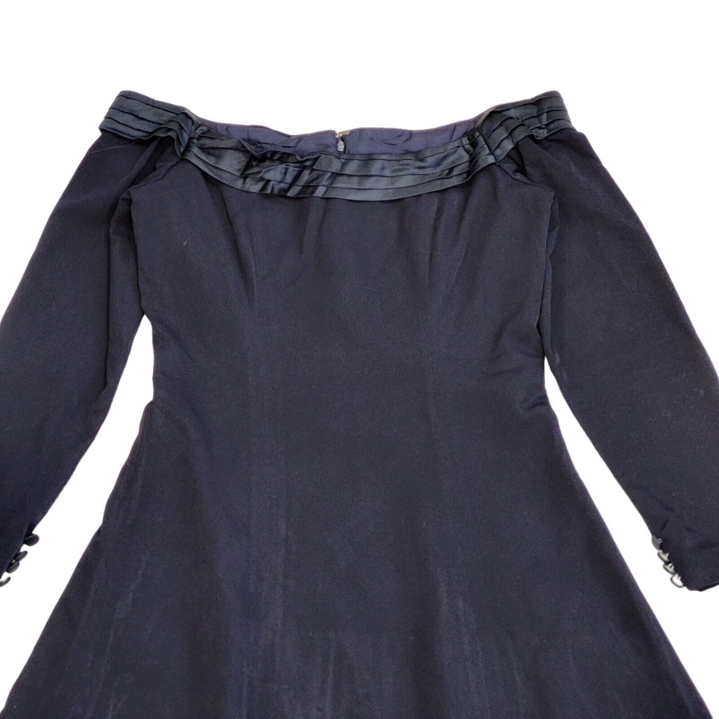 Vintage 90s Navy Blue Off The Shoulder Evening Dress Women's Size 10