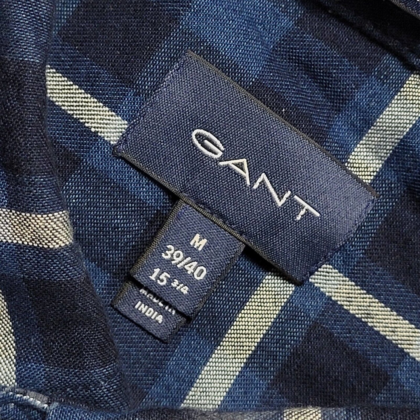 Gant Blue & White Check Long Sleeve Shirt Men's UK Size M