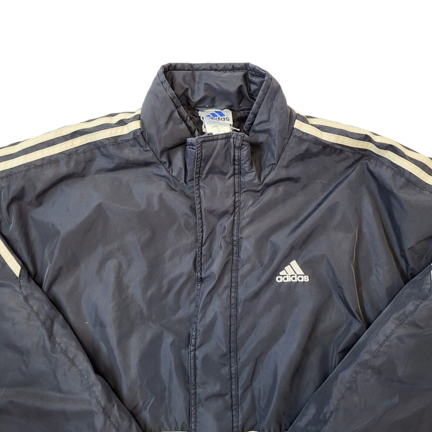 Adidas 90s Vintage Black Over-sized Windbreaker Coat Men's Size 2XLarge