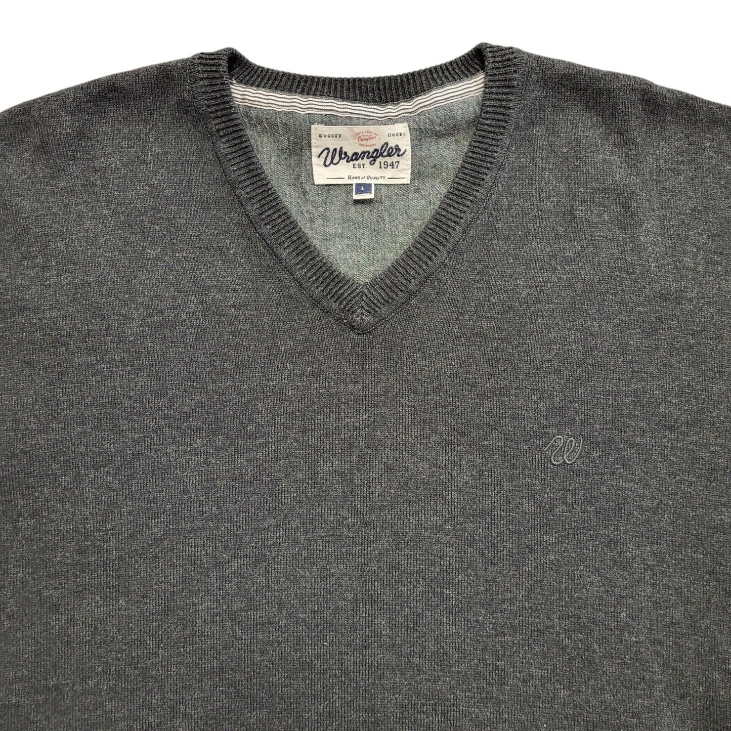 Wrangler Vintage 90's Grey Wool Blend V-Neck Jumper Men's Size Large