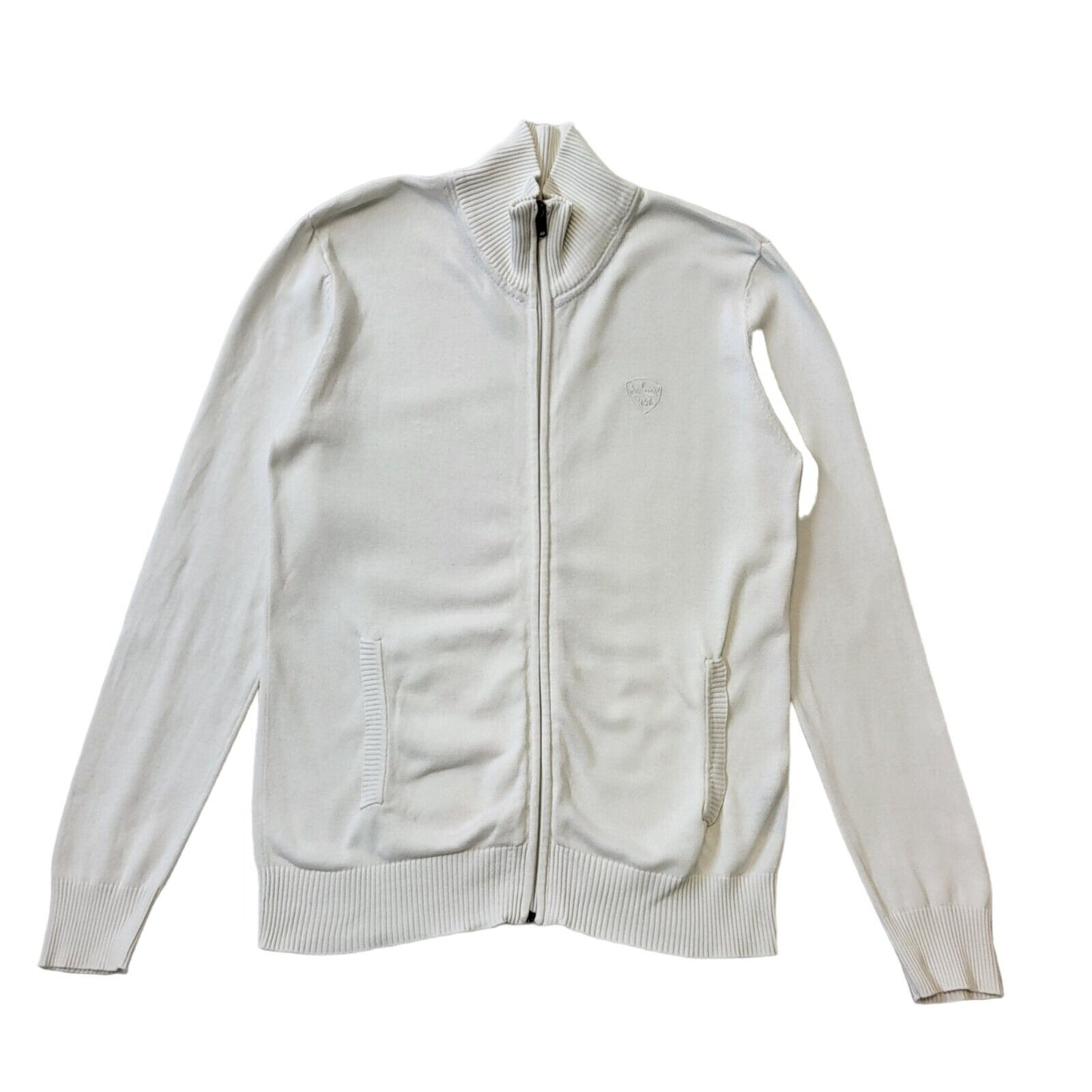 Schott Y2K Vintage White Zipped Cotton Cardigan Men's Size Small
