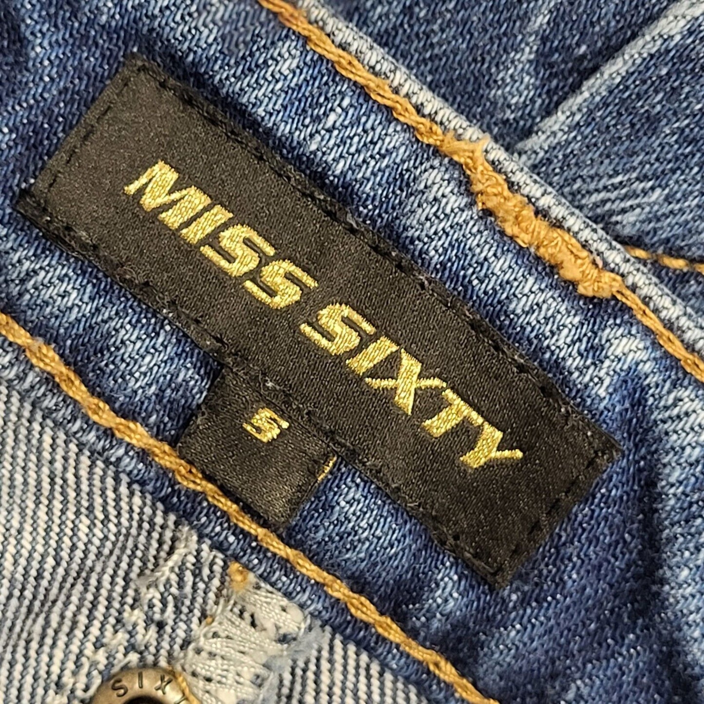 Miss Sixty Vintage Y2K   Blue Denim Straight Knee Length Skirt Womens UK S W26