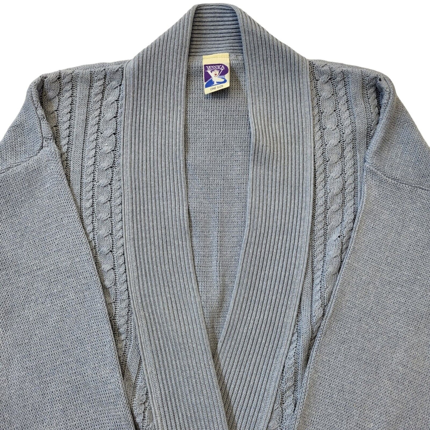 Yessica 80s Vintage Pale Blue Button Up Cardigan Women's One Size XL/XXL