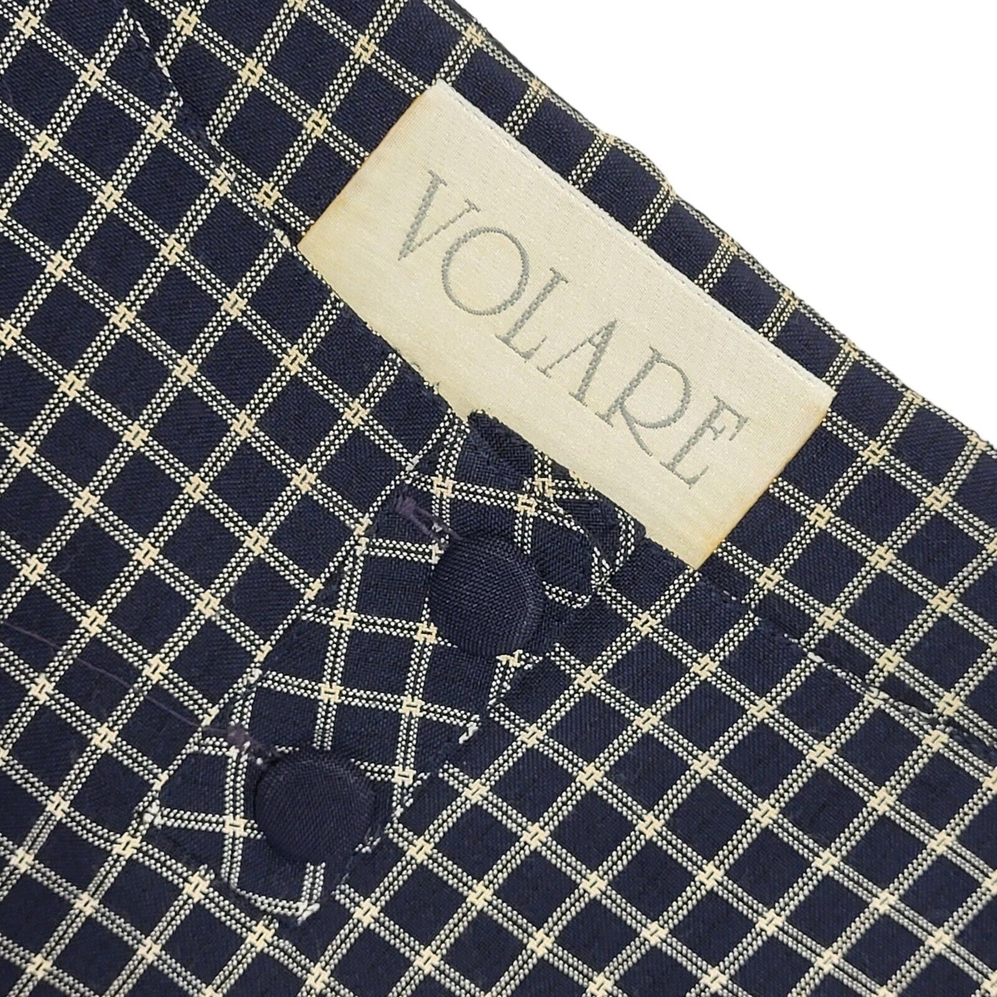 90s Vintage Volare Navy Check Pencil Daywear Dress Women's Size 14