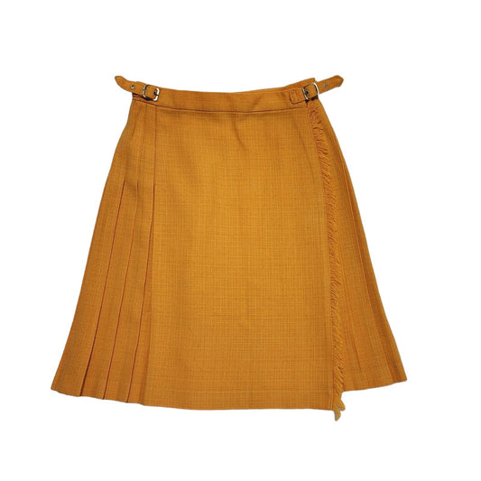 Laird-Porch of Scotland 70s Orange Buckle Mini Skirt Uk Women's Size 6 W24