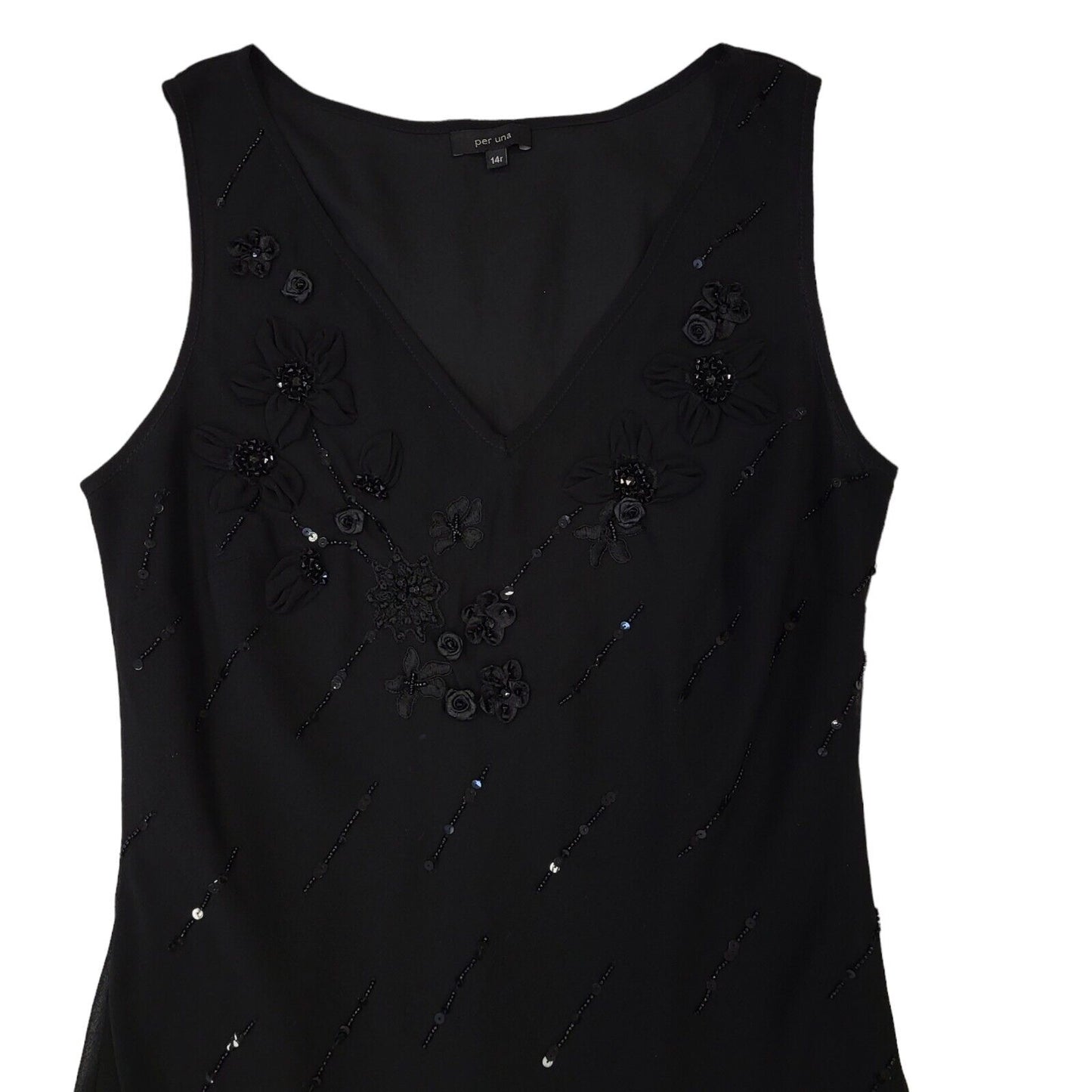 Per Una Vintage 90s Black A-Line Dress Uk Women's Size 14