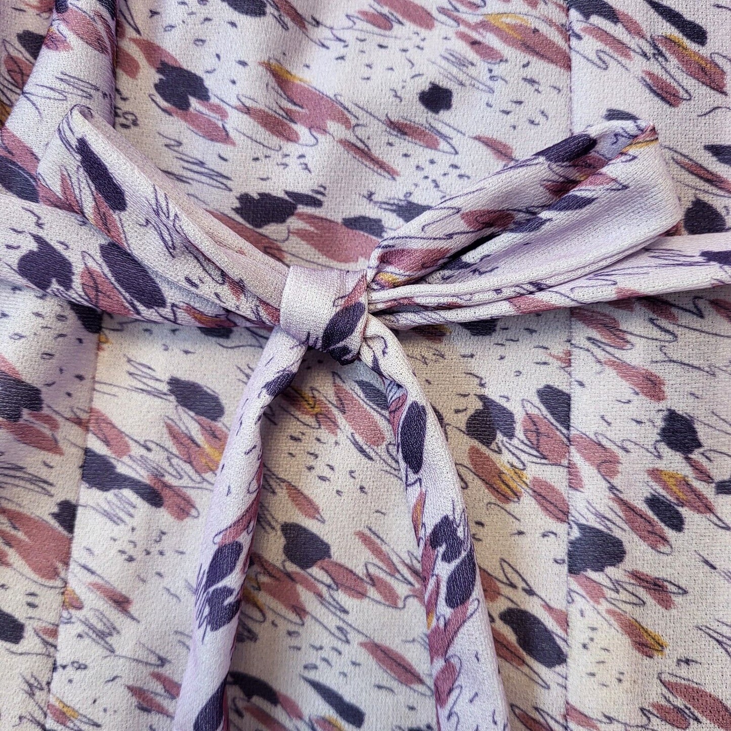 70s Vintage Purple Patterned Daywear Dress Women's Size 16 Eu 44