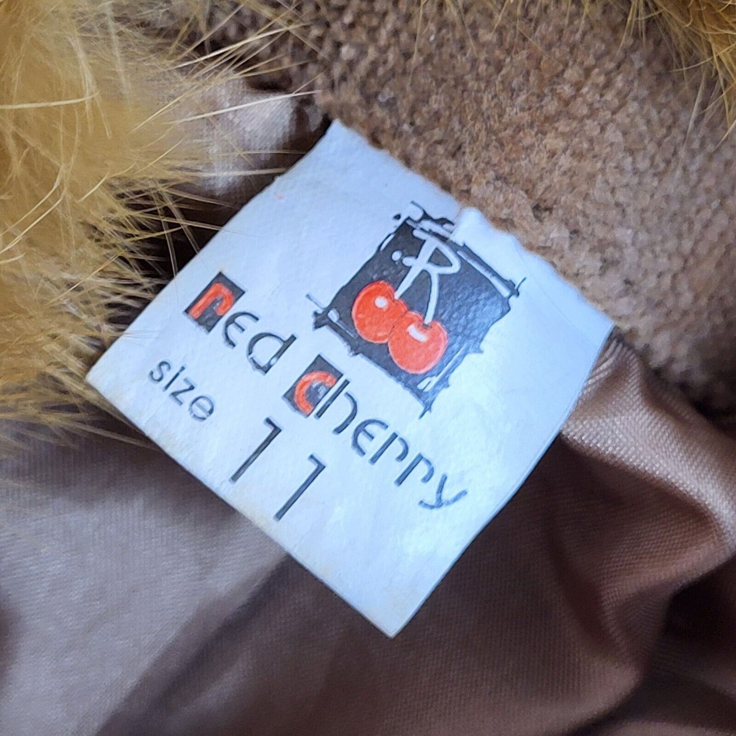 Red Cherry Brown 80s Buttons Corduroy Coat Uk Girl's Size 11 Years