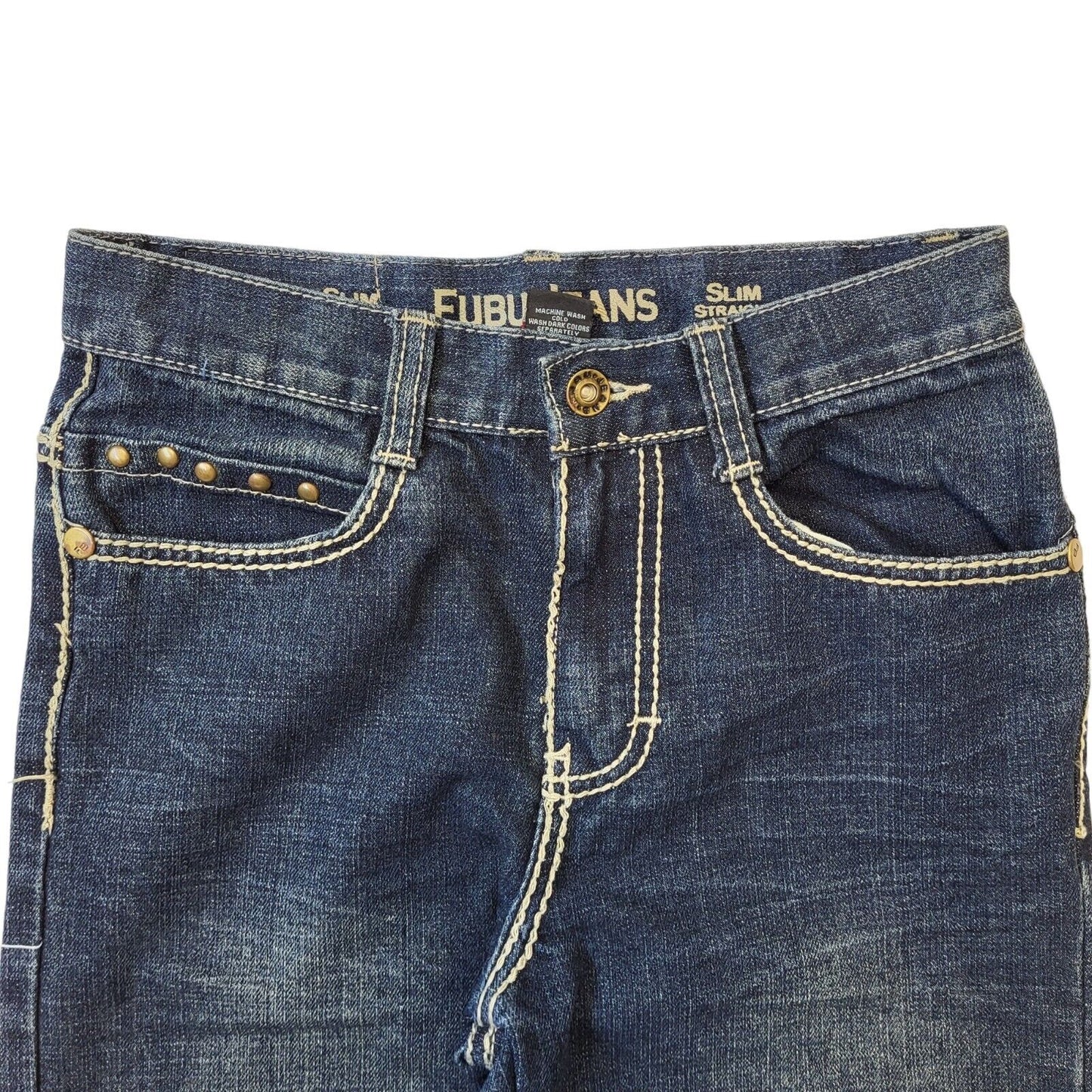 FUBU Jeans Y2k Vintage Blue Straight Denim Jeans UK 8 W26 L28