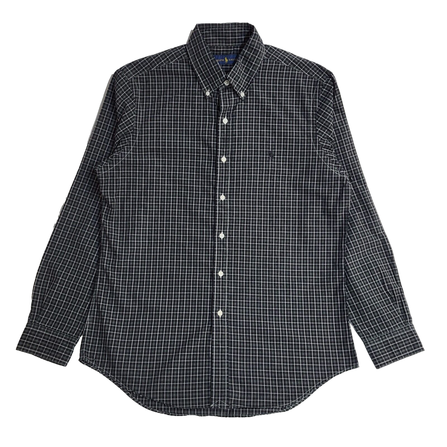 Ralph Lauren Black & white Checked Vintage 90's Long Sleeve Shirt UK Men's M