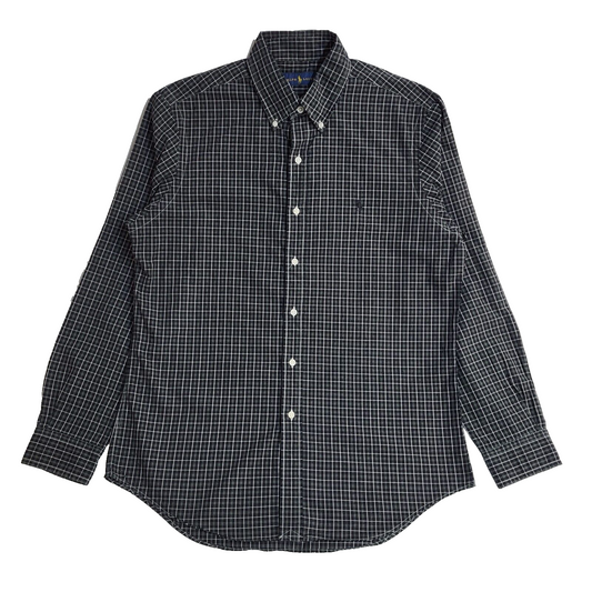 Ralph Lauren Black & white Checked Vintage 90's Long Sleeve Shirt UK Men's M