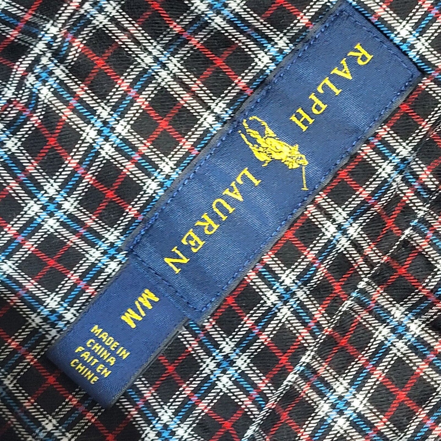 Ralph Lauren Red & Black Checked Vintage 90's Long Sleeve Shirt UK Men's Size M