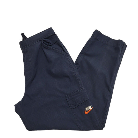 Nike Navy Blue 90s Vintage Cotton Tracksuit Bottoms Women's Uk Size L W30 L26