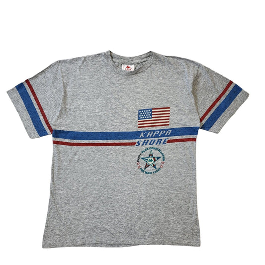 Kappa 90s Vintage Shore Grey Blue Red Crew Neck T-Shirt Men's Size XL