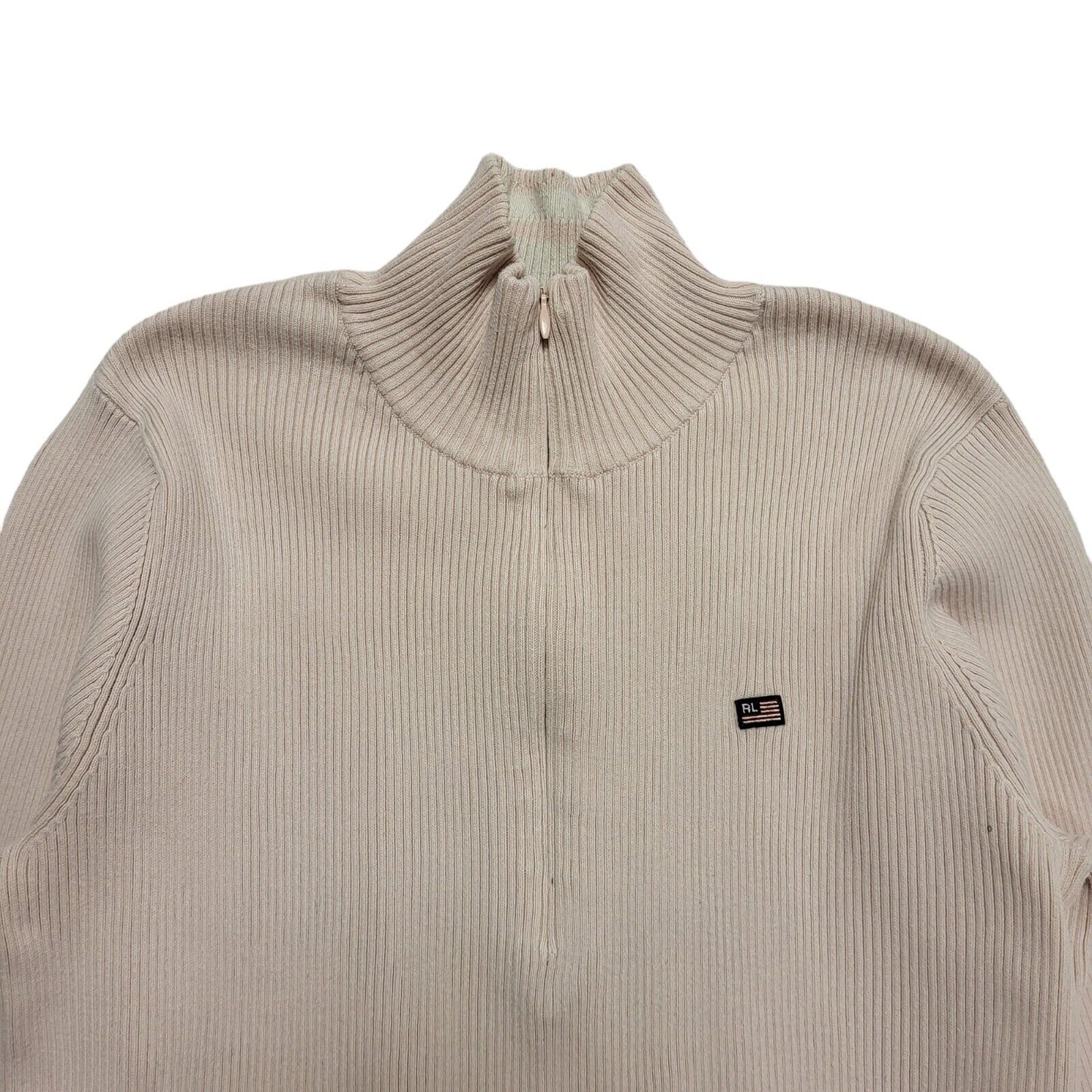 Ralph Lauren Y2K Pink 1/4 Zip High Neck Jumper Womens UK Size L