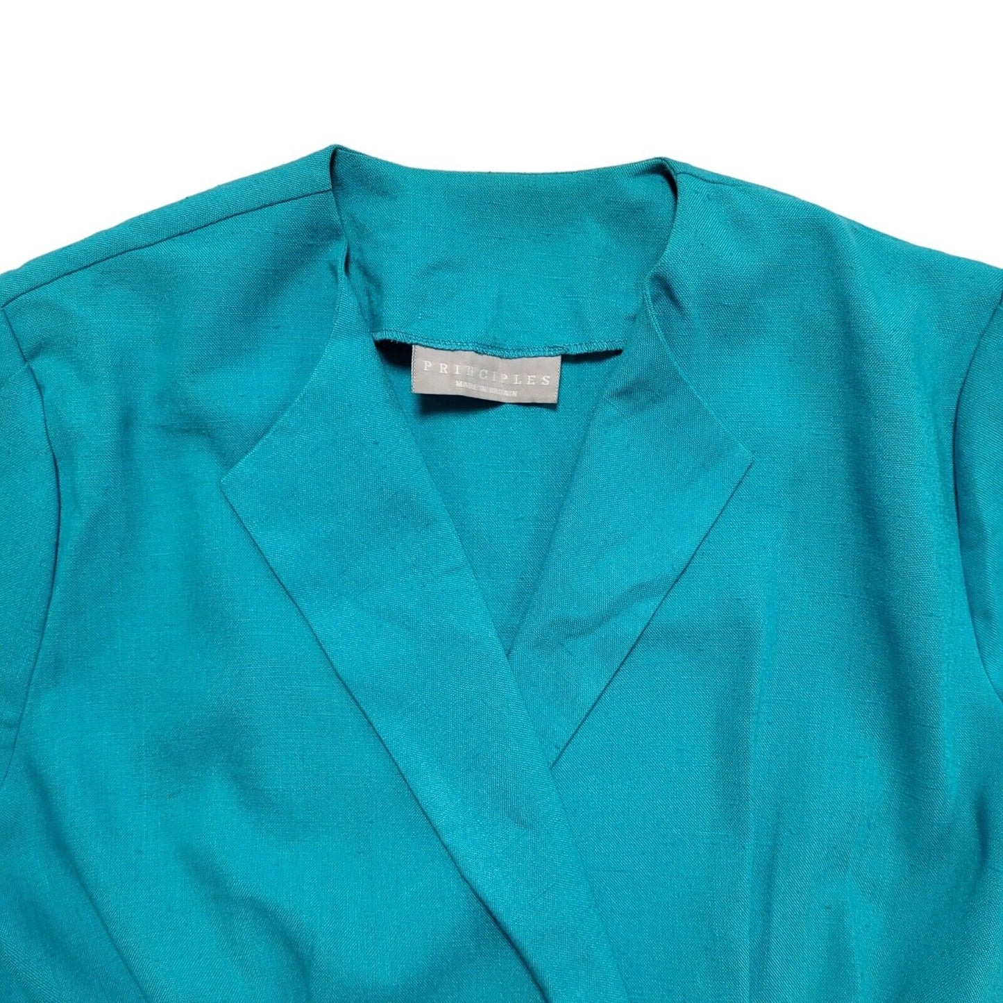 70s Vintage Principles Turquoise Wrap Collared 2 Pocket Dress Women's 14