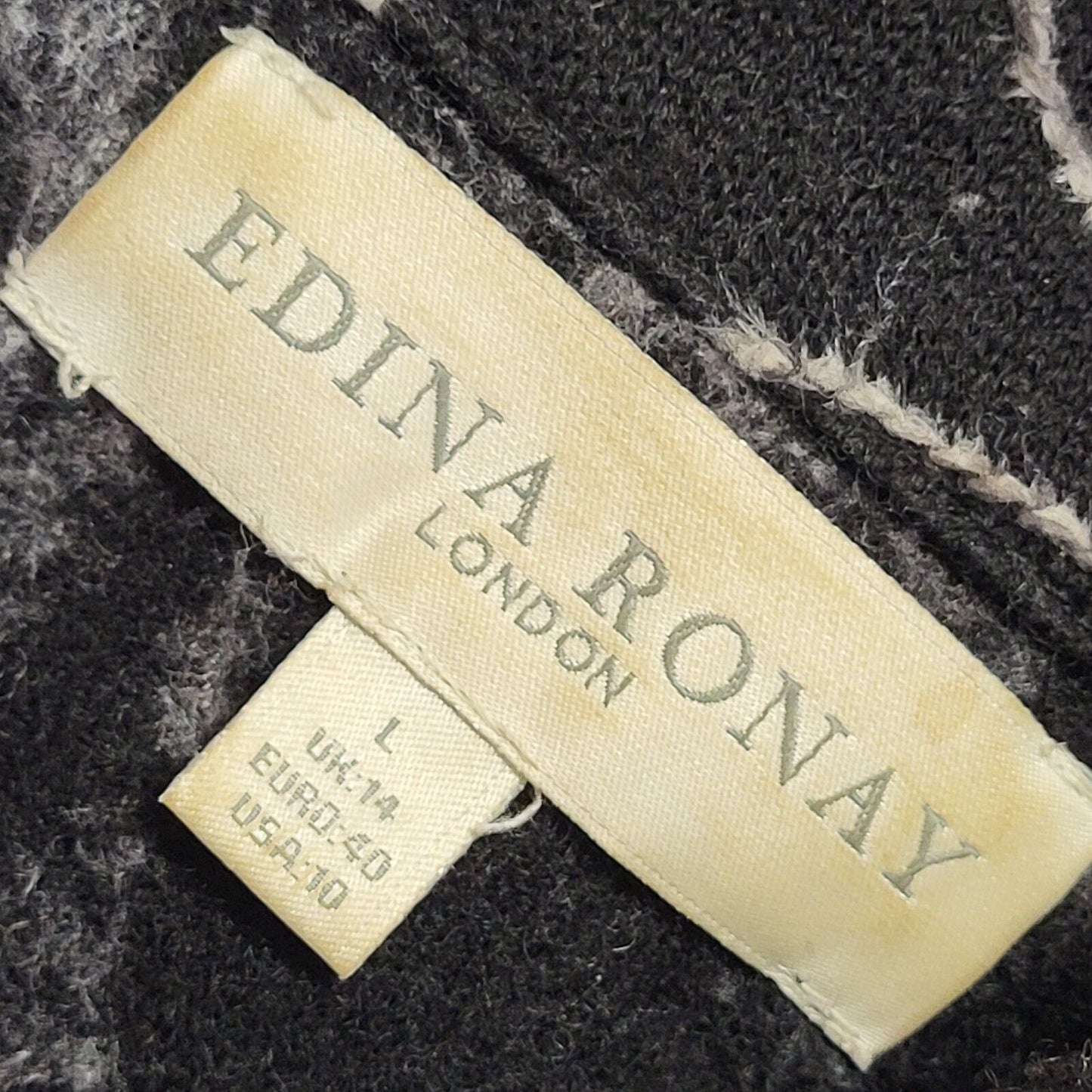 Edina Ronay Black Abstract Vintage 90s Button Rain Coat Women's Size L