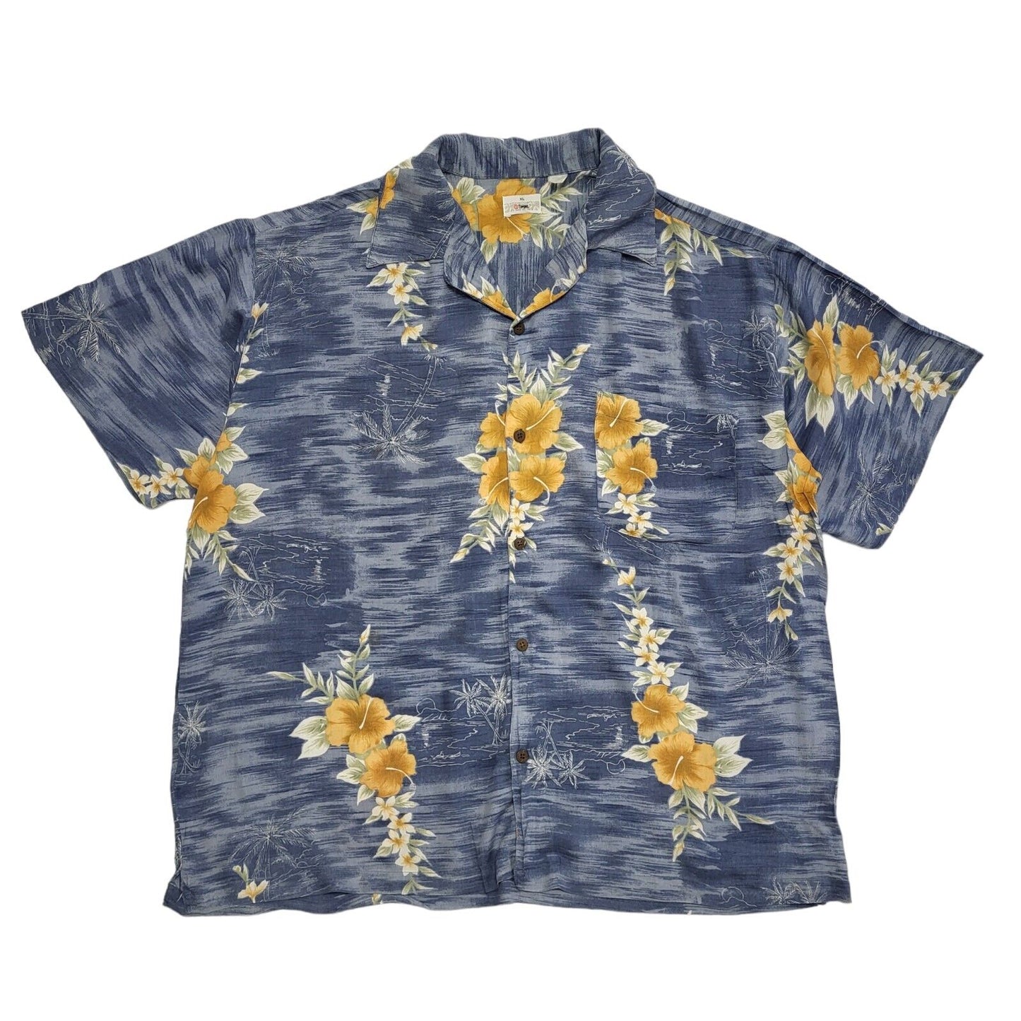 Target 90s Blue Floral Short Sleeve Shirt Uk Men's Size XL