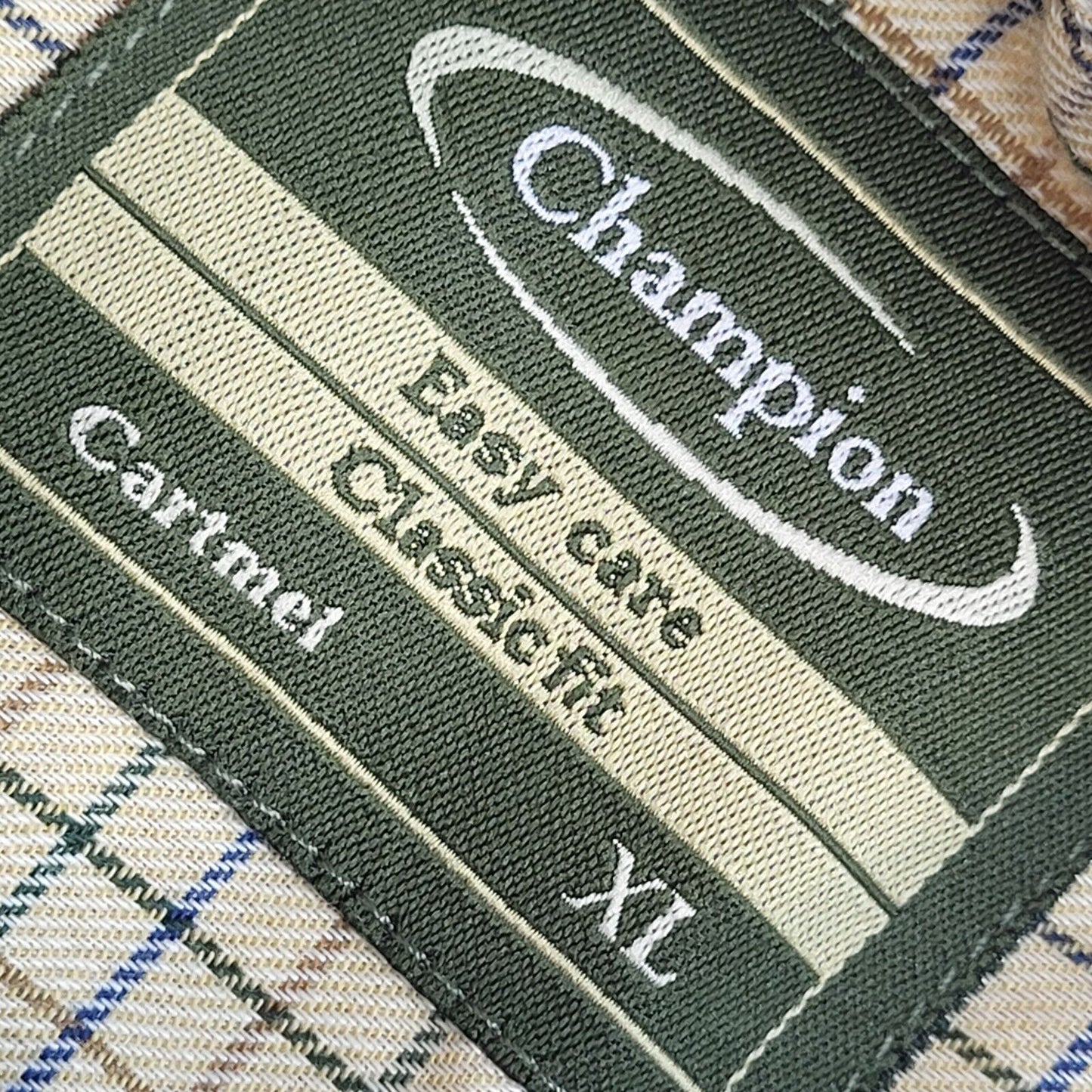 Champion Y2k Green& Blue Check Long Sleeve Shirt Uk Men's Size XL