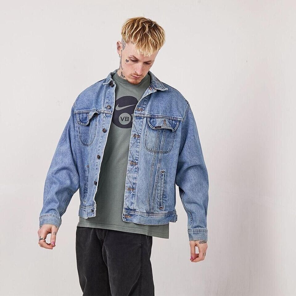 Lee Brickseller Vintage 90s Mid Blue Denim Jacket Uk Men's Size Large