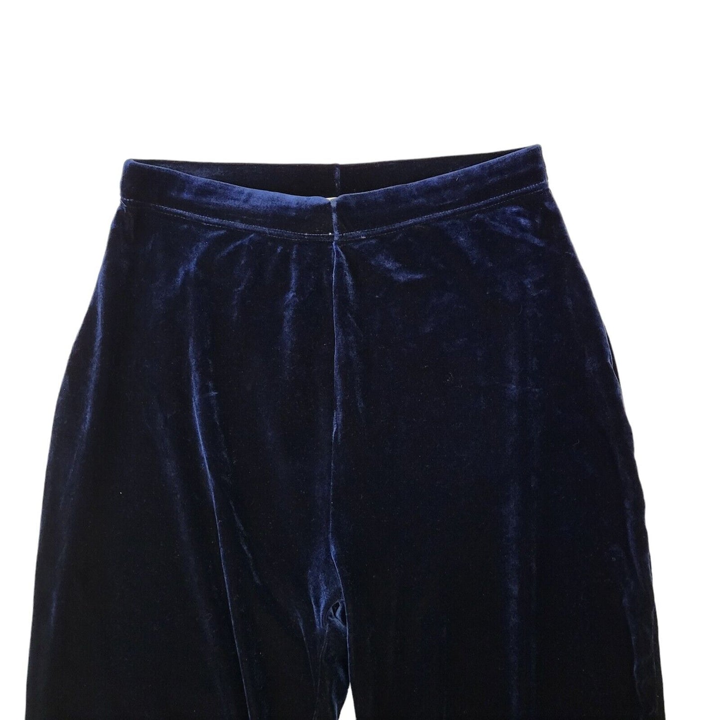 Essence Vintage 90's Dark Blue Straight Velvet Trousers Uk Women's 12 W30 L28