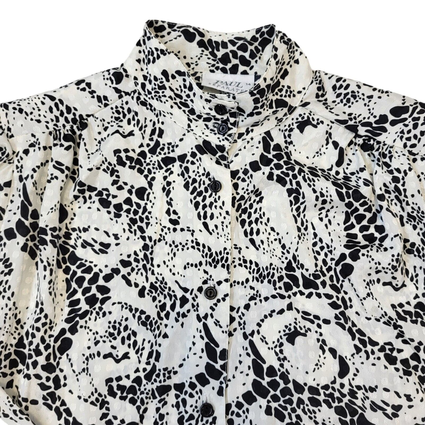 Paul Separates 80s Vintage White & Black Long Sleeve Blouse Womens Size 14 Eu 42