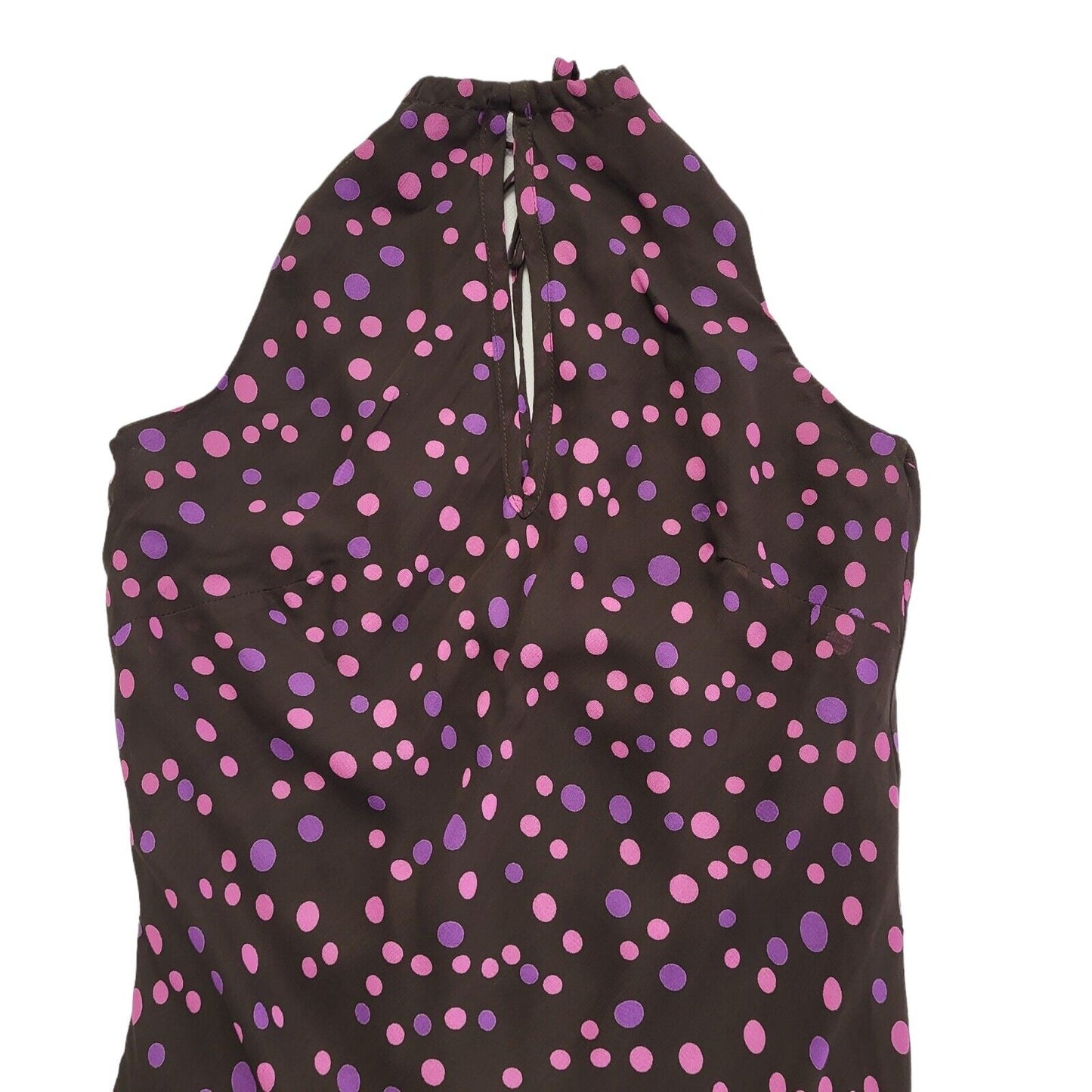 Bay Vintage 90s Pink & Purple Polka Dot Sleeveless Dress Uk Women's Size 10