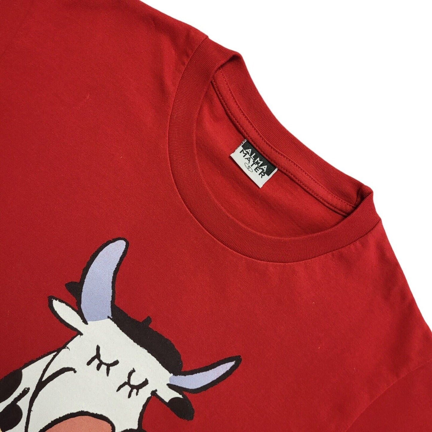 Alma Mater Vintage Y2K Red Cow Print Short Sleeve T-Shirt Womens S