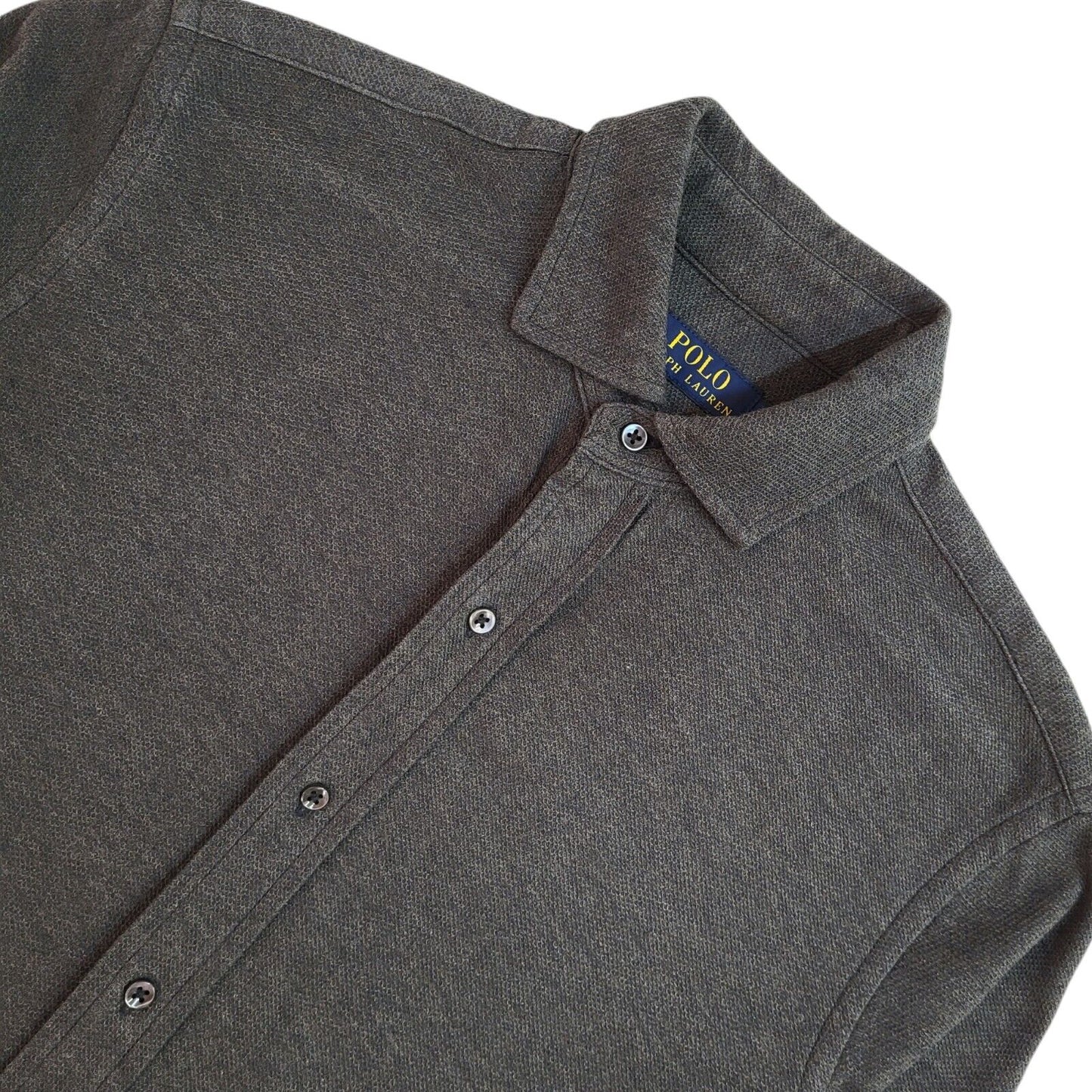Polo Ralph Lauren Y2k Grey Long Sleeve Shirt Uk Men's Size Small