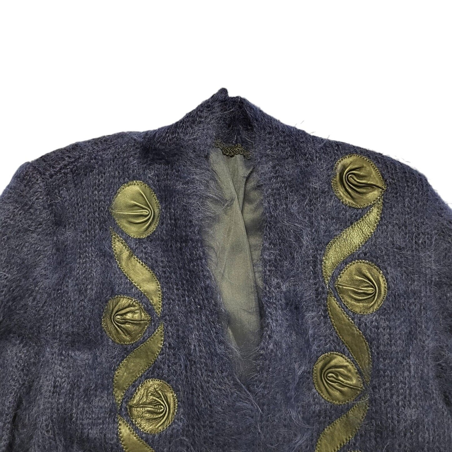 80's Vintage Blue Button Up Wool Cardigan Uk Women''s Size 18