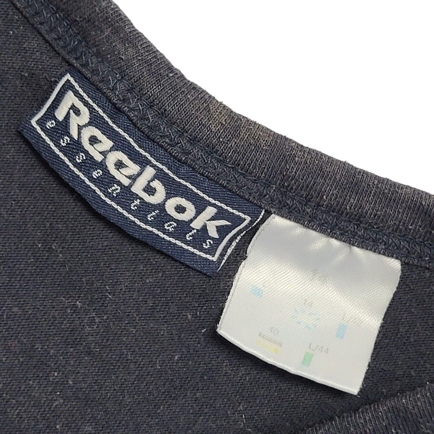 Reebok 90s Vintage Navy Blue V-Neck Cropped T-shirt Top Women's UK Size Medium