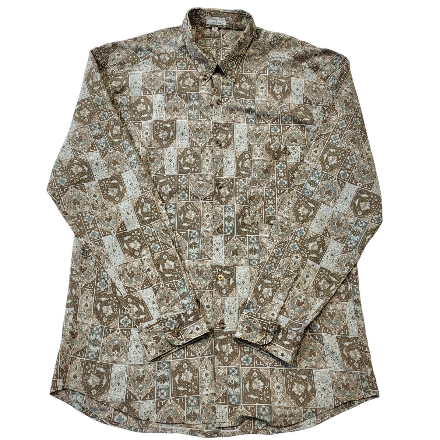 Gianni 90s Vintage Retro Abstract Long Sleeve Shirt Men's Size L